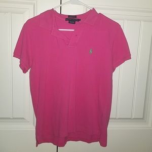 Ralph Lauren Pink Polo Womens Size Medium (M) Classic Fit 100% Cotton